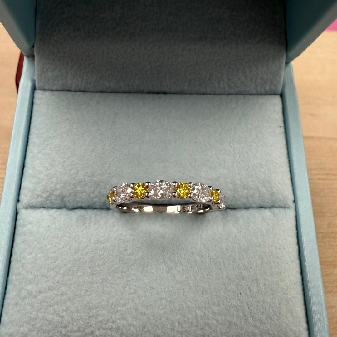 1.00 TCW Round Marquise Cut Lab Grown Diamond Wedding Band 14k White Gold