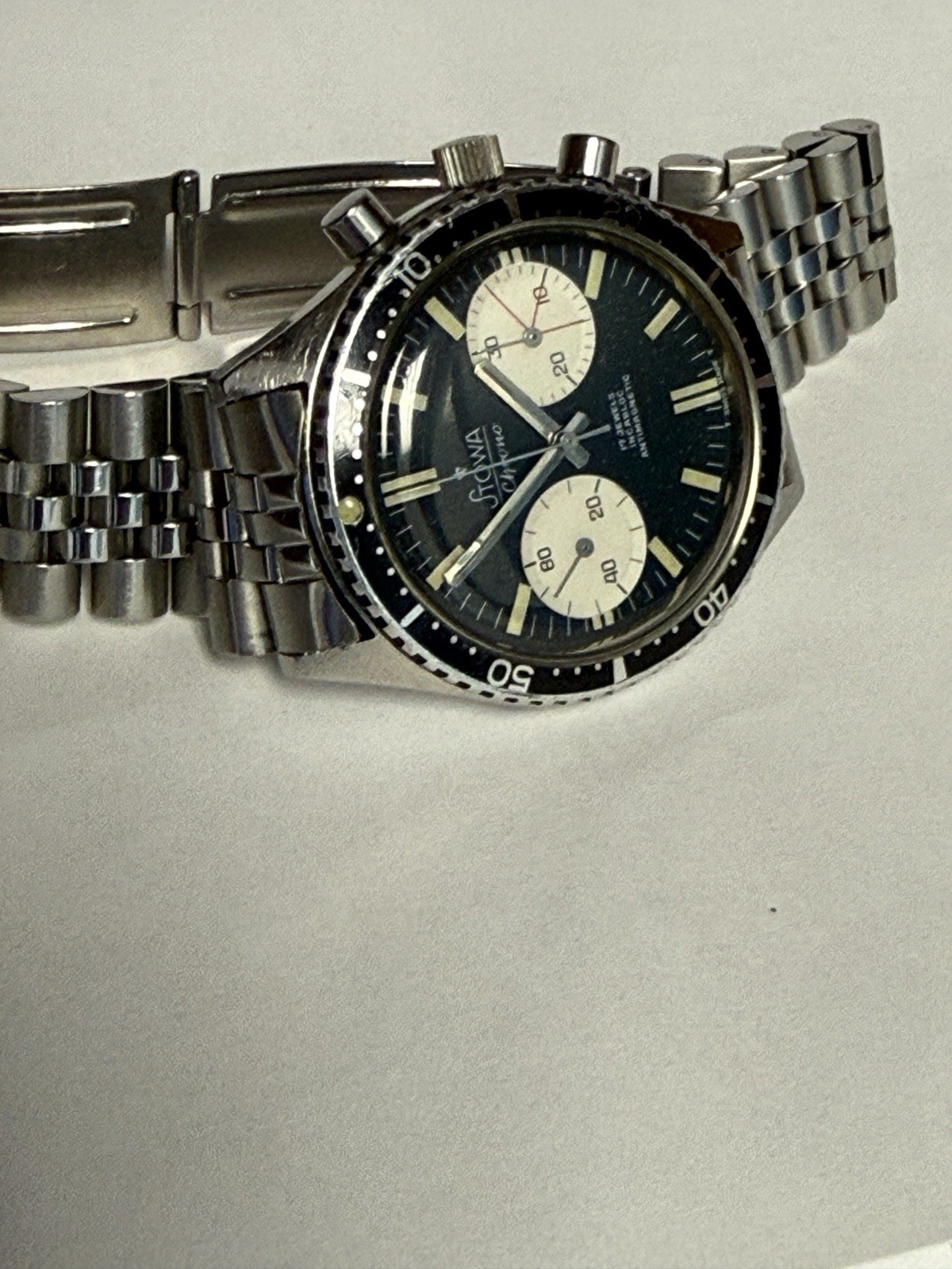 Vintage1968 Stowa Big Eye Chronograph Panda Valjoux 7733 Movement