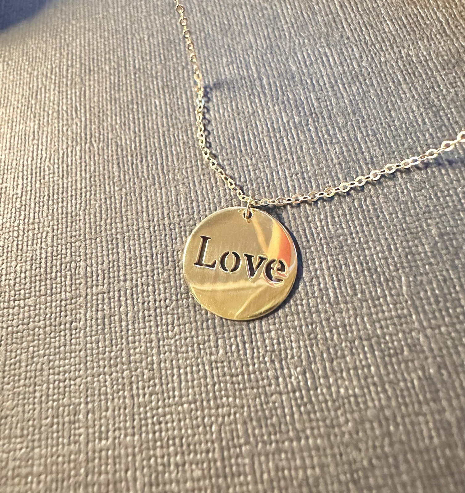 14K Yellow Gold LOVE Medallion Pendant Necklace