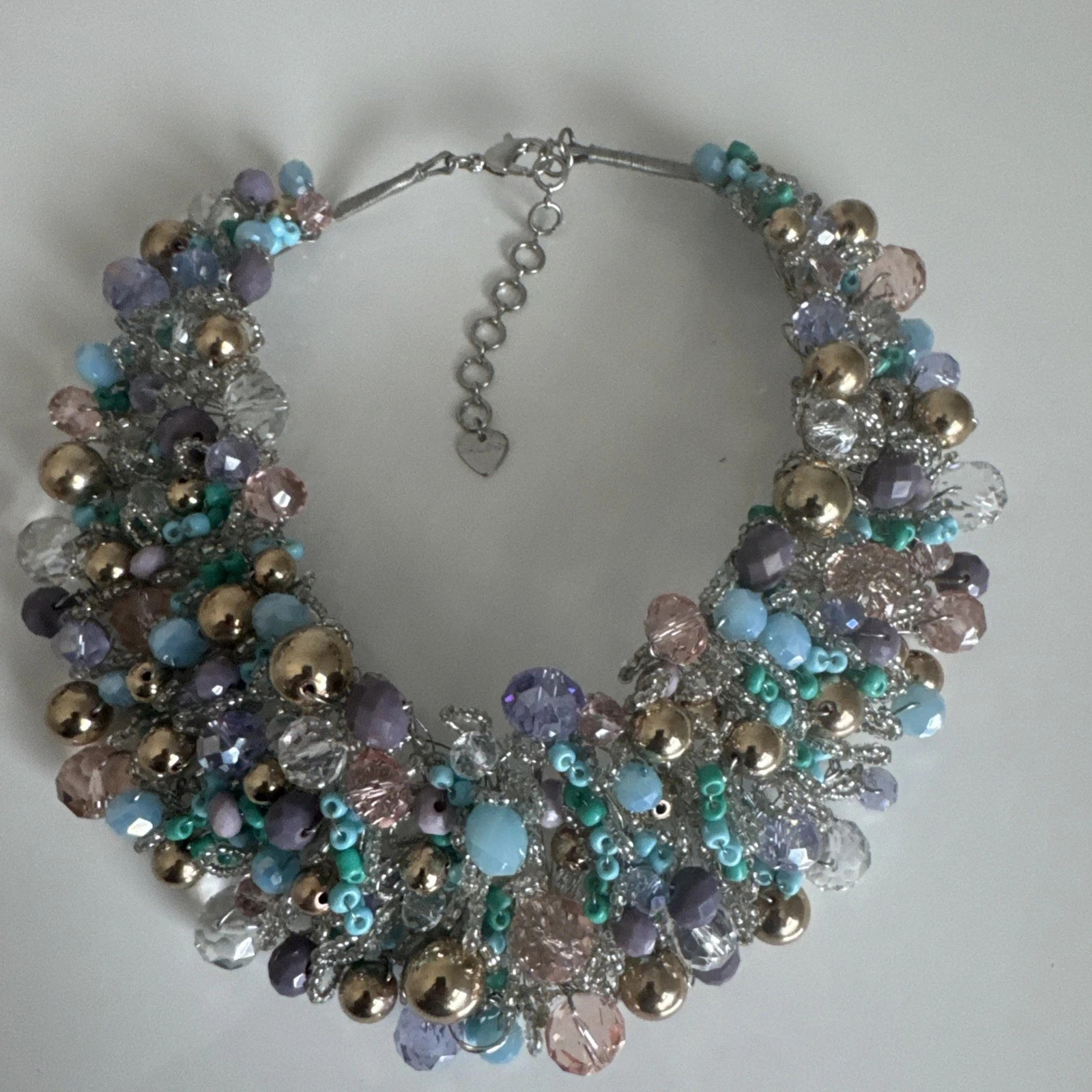 Aldo Beaded Multicolored Dramatic Statement Bib Collar Necklace