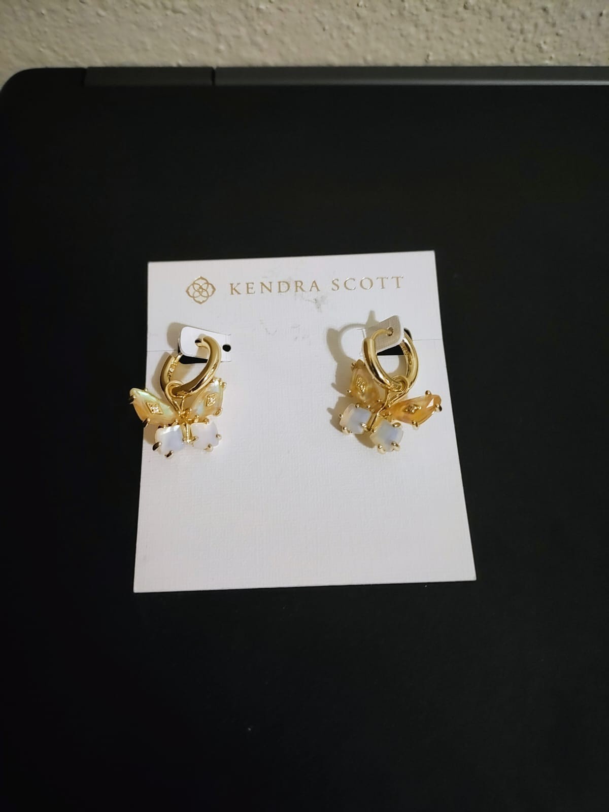 Kendra Scott Bianca Butterfly Huggie Earrings 14K Gold-Plated White Mix NWT