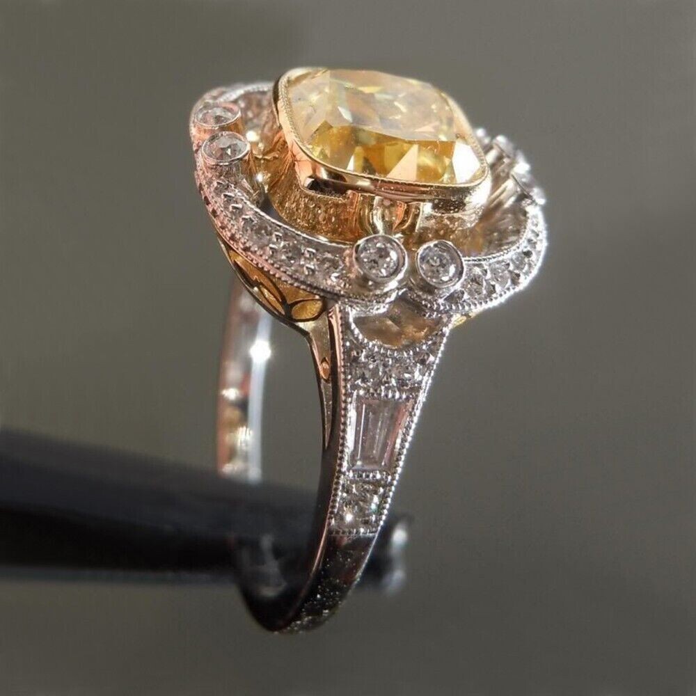 2.55 Ct CZ Royal Vintage Style Ring 925 Silver Plated Pretty Valentine Gift Band