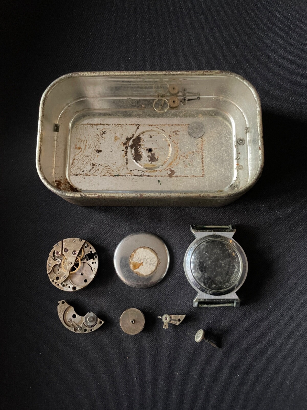 Complete Watch Case w/ Glass & Back Lid, Disassembled Motion, Hands Included