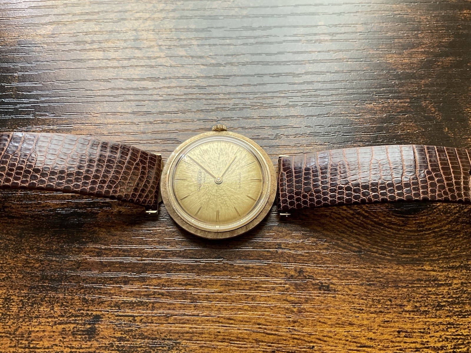 Vintage Aureole, Swiss Movement, Solid 14k Yellow Gold Manual Wind Men’s Watch