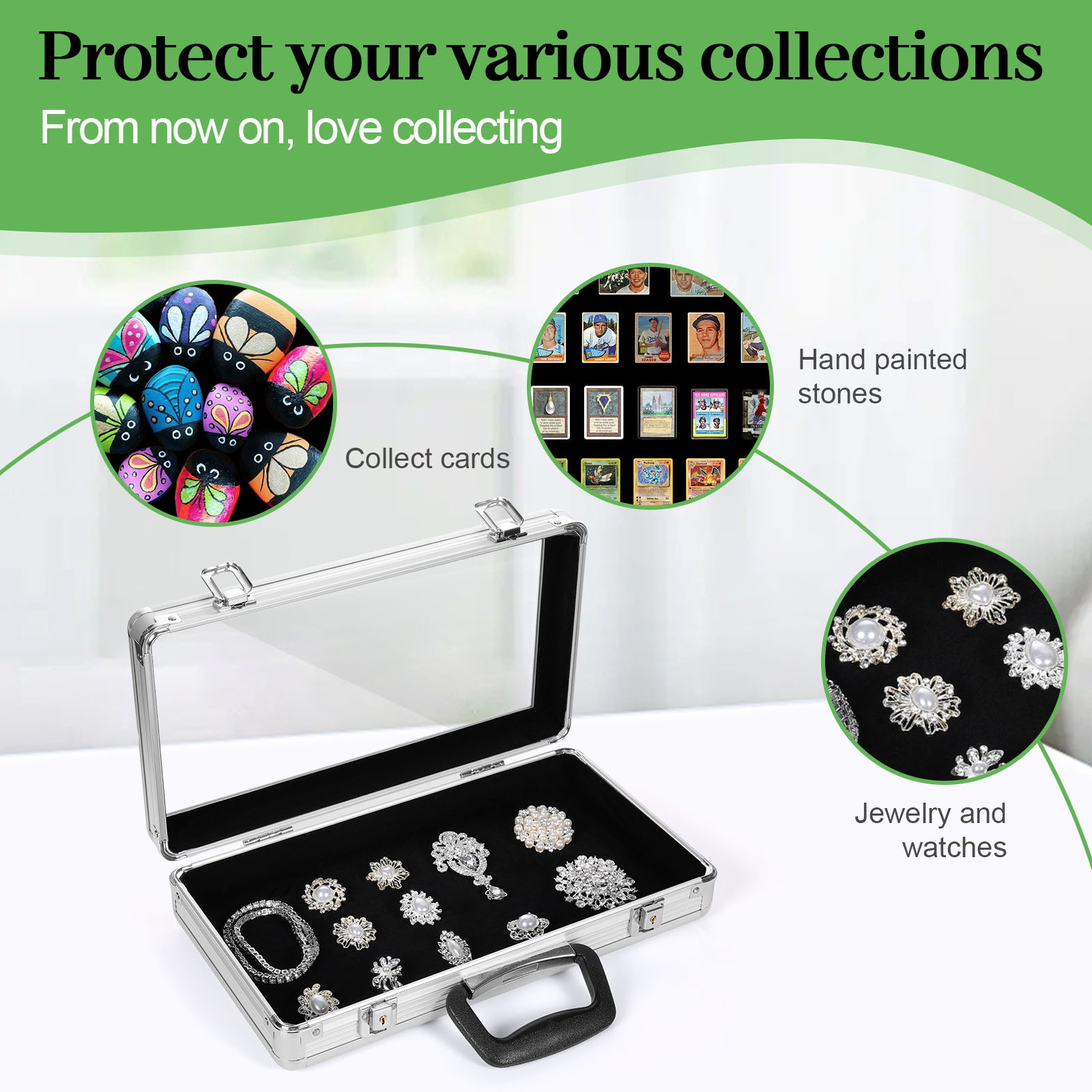 XL Lockable Aluminum Card Display Box Acrylic Trade Showing Case for TCG Jewelry