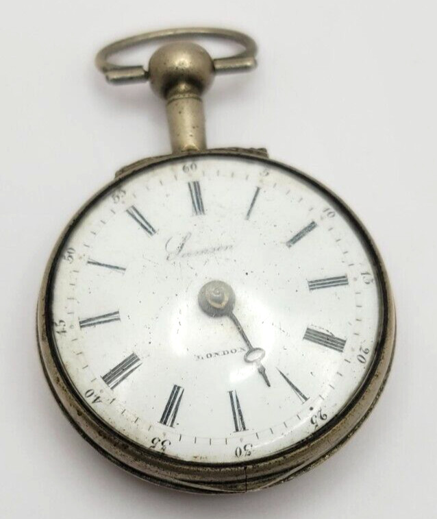 Rare Antique Samson London Verge Fusee pocket watch, double cased AS IS