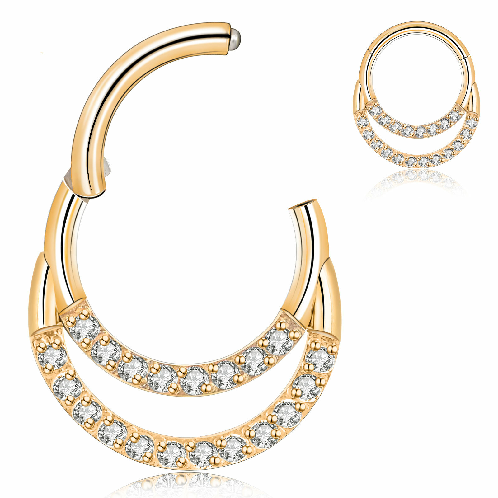 1Pc 16G Hinged Septum Clicker Ring Nose Rings Hoops Surgical Steel Daith Earring
