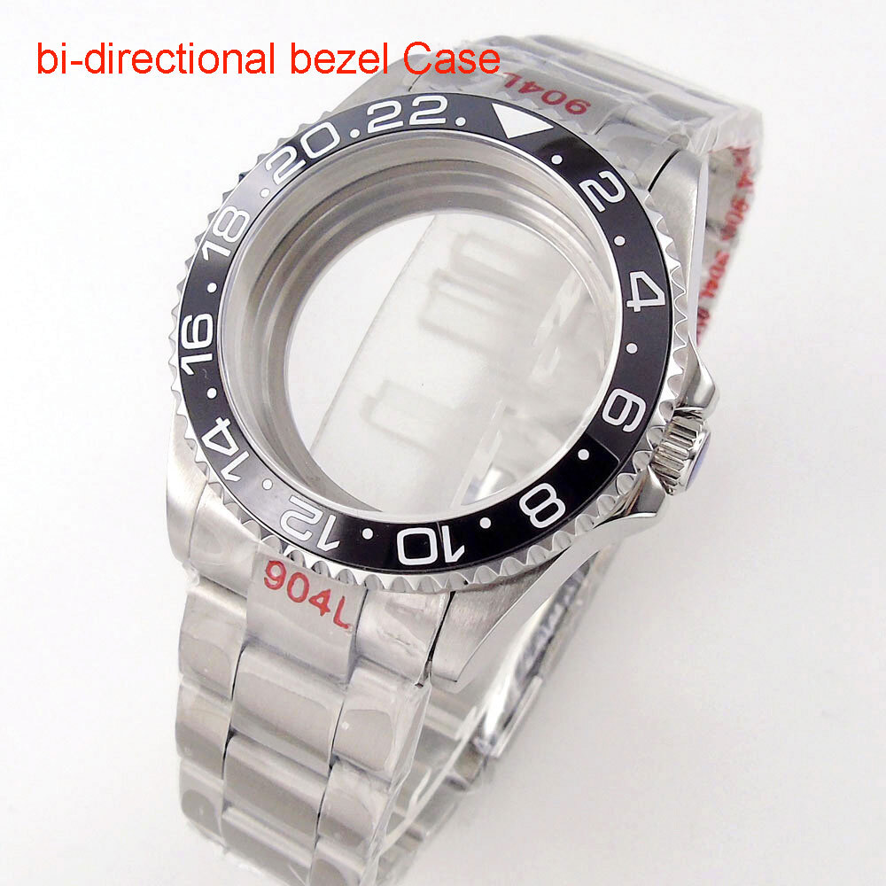 40MM SUB GMT bidirectional bezel Watch Case Sapphire Fit NH34 NH35 NH36 2824
