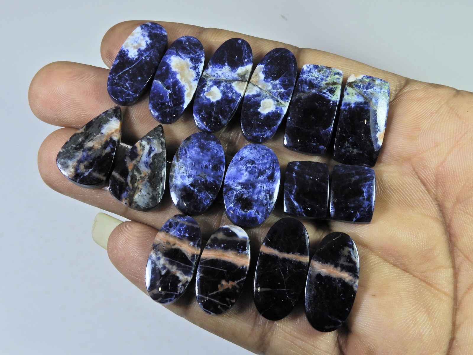 132Cts. Natural Sodalite Matched Pair Mix Cabachon Loose Gemstone 08Pair Lot g14
