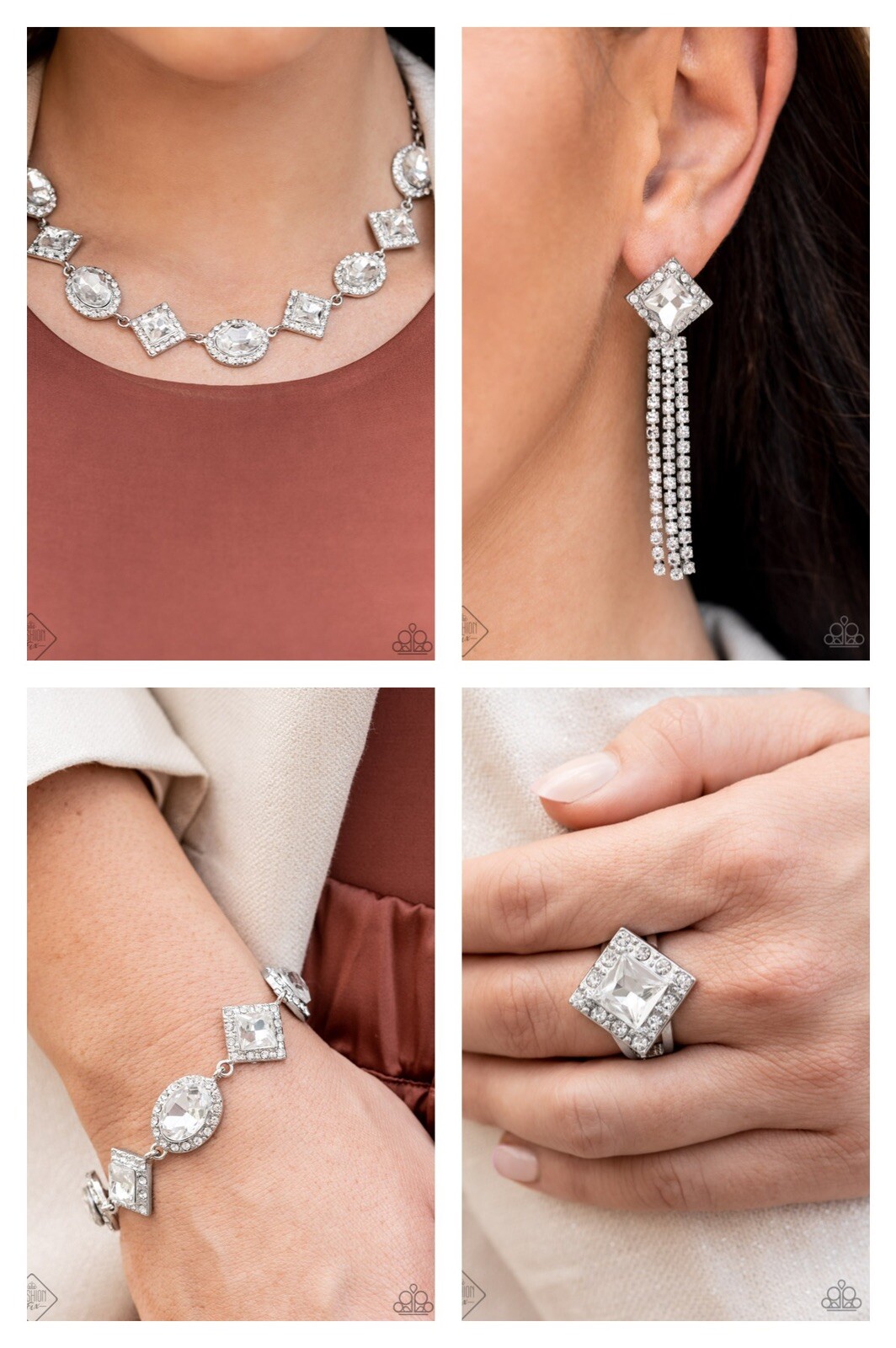 Paparazzi jewelry Fiercely Fifth Avenue Fashion Fix Set – White Gem Rhinestone