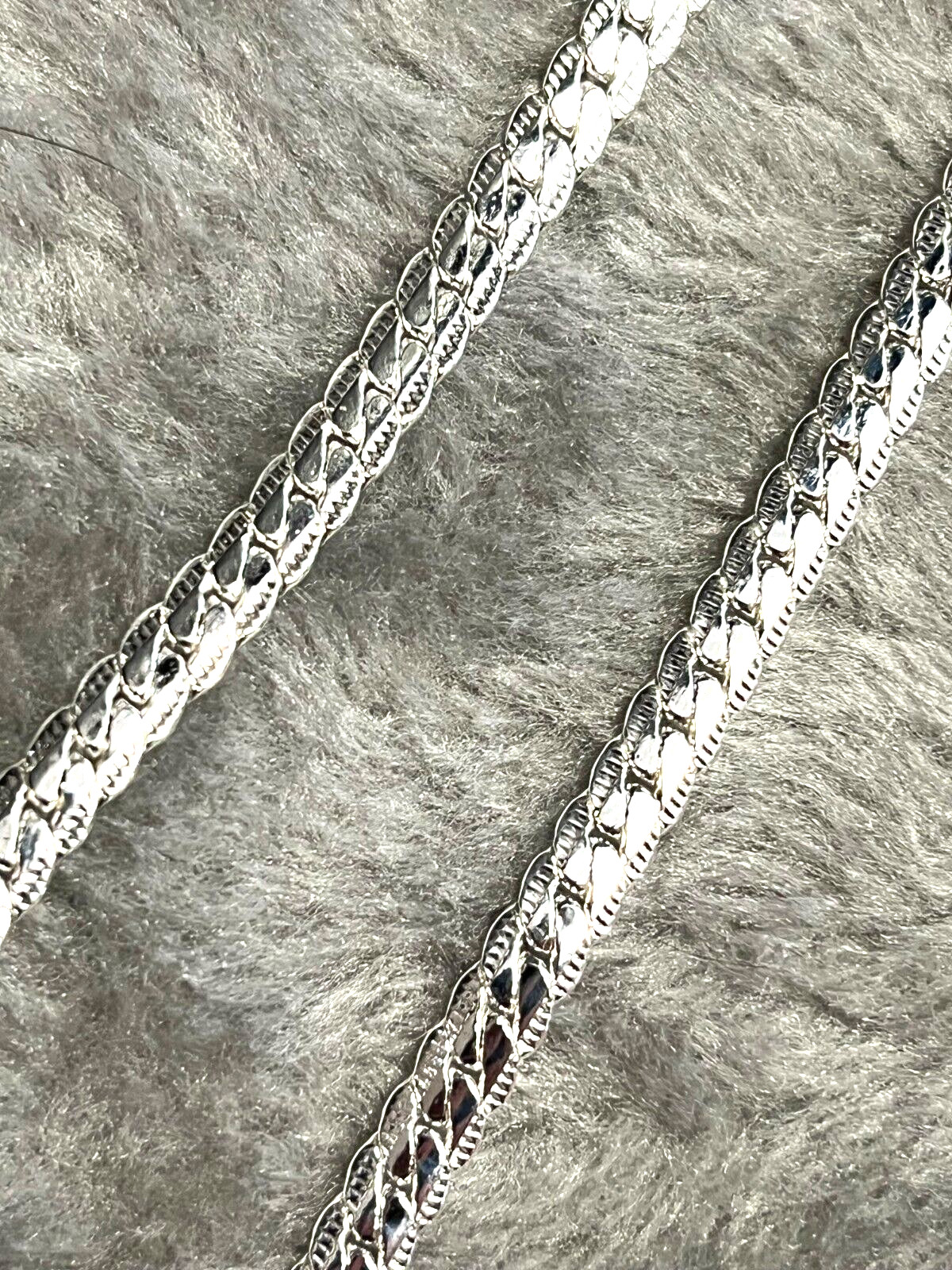 SHARP 925 SILVER PLATED MEN’S WOMEN’S SIDEWAYS CHAIN/NECKLACE 6mm 24″