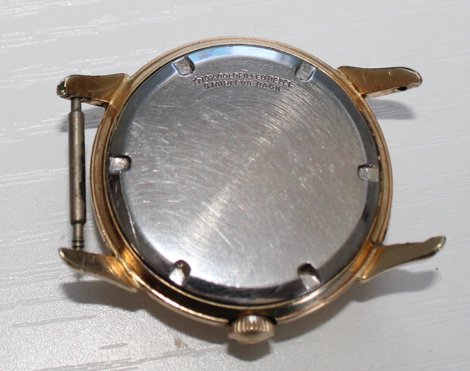 Vintage Wittnauer 10K Gold Filled Bezel Manual Wind Man’s Watch Running No Band