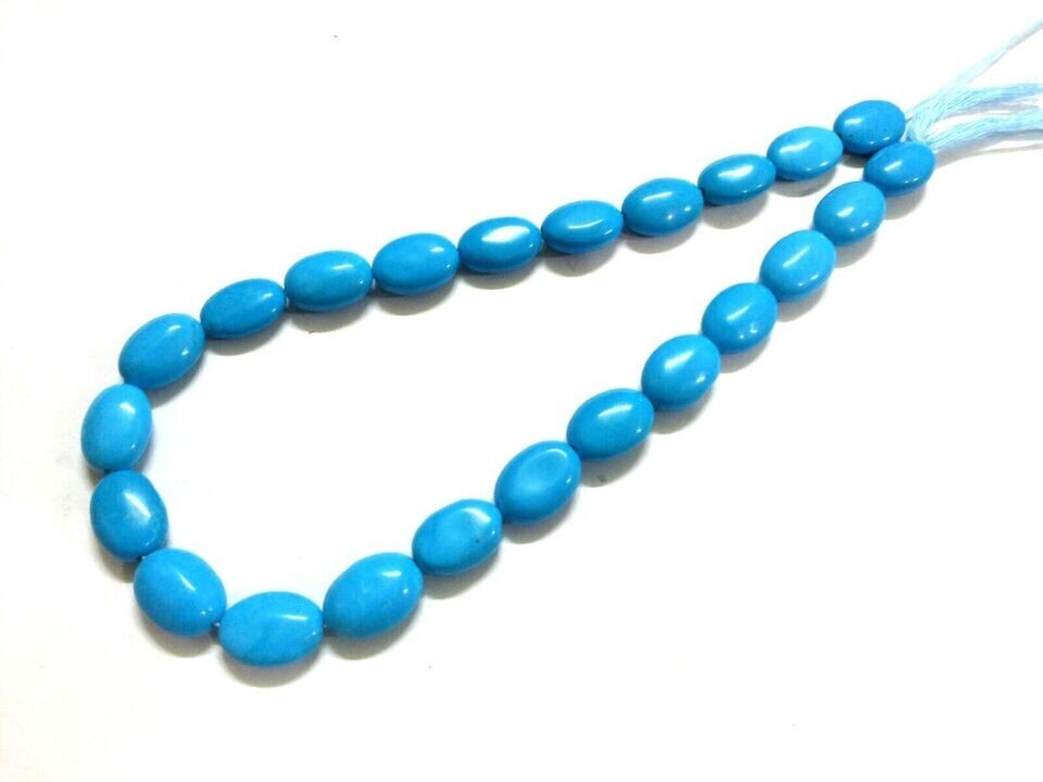 TURQUOISE OVAL SMOOTH HOWLITE SLEEPING BEAUTY GEMSTONE BEADS 14″ 1 STRAND