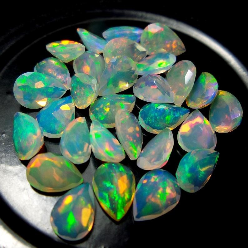 5x7mm Ethopian Opal Natural Pear Faceted Cut Loose Gemstone