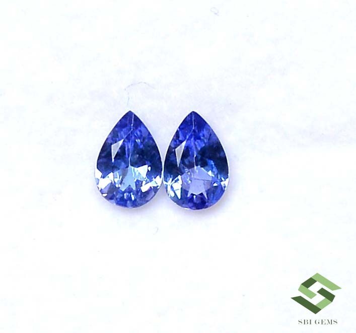 6×4 mm Certified Natural Tanzanite Pear Excellent Cut Pair 0.82 Cts Loose Gems