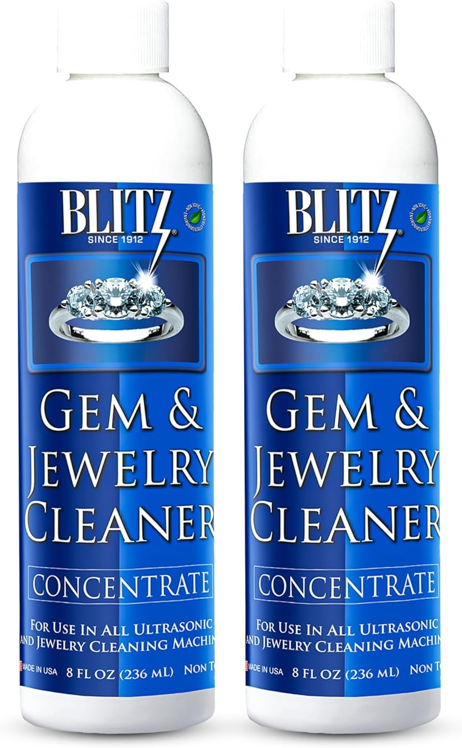 Non-Toxic Concentrated Gem & Jewelry Cleaner for Gold, Silver, and Diamonds 8oz