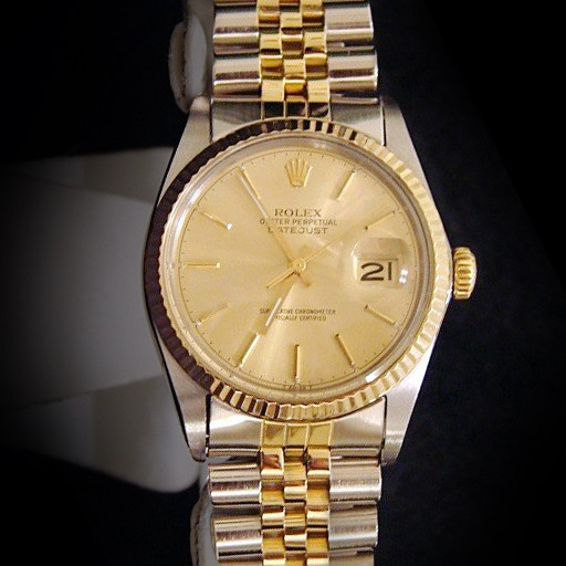 Men Rolex 2Tone 18K Yellow Gold/Stainless Steel Datejust Jubilee Champagne 16013