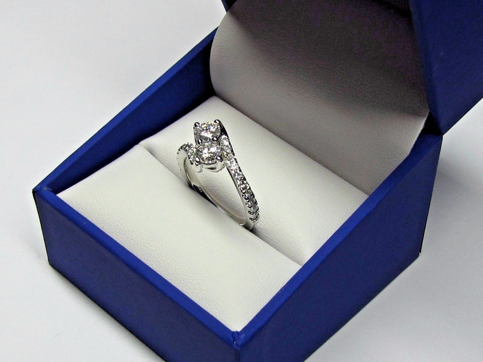 1 Carat Forever Us Two Stone Engagement CZ Ring in 14k White Gold Finish