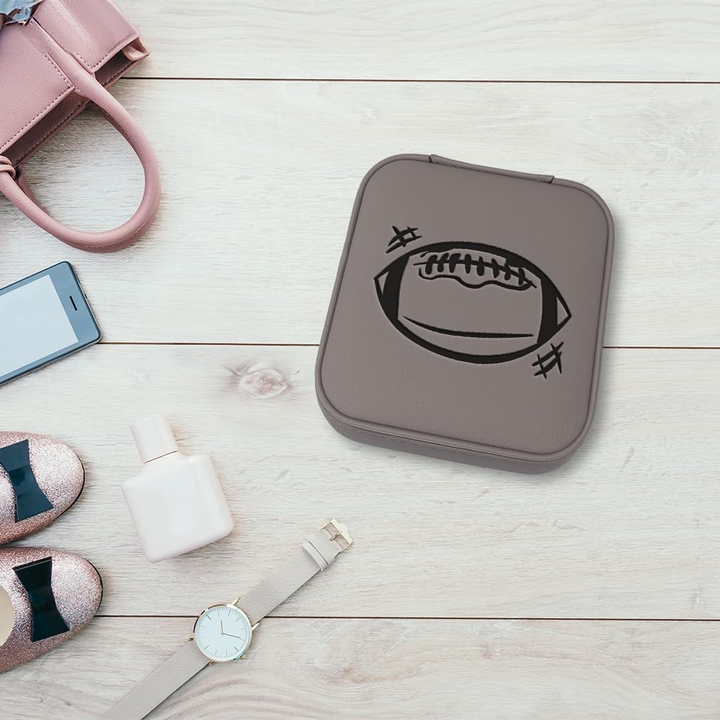 Engraved Leather Jewelry Box Football Sports Football Travel Earring Case for…