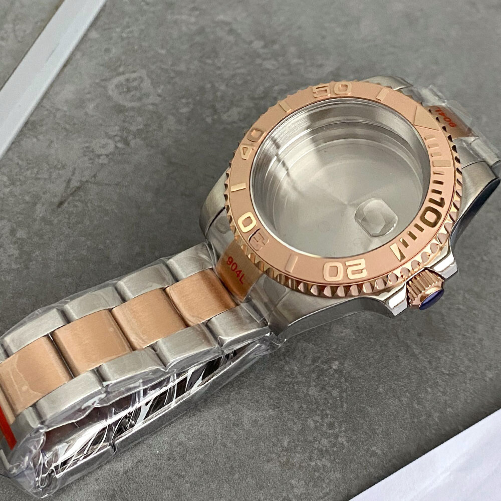 40mm Two Tone Rose Gold 20ATM Diver Watch Case fit NH35 NH34 NH36 ETA2824 PT5000