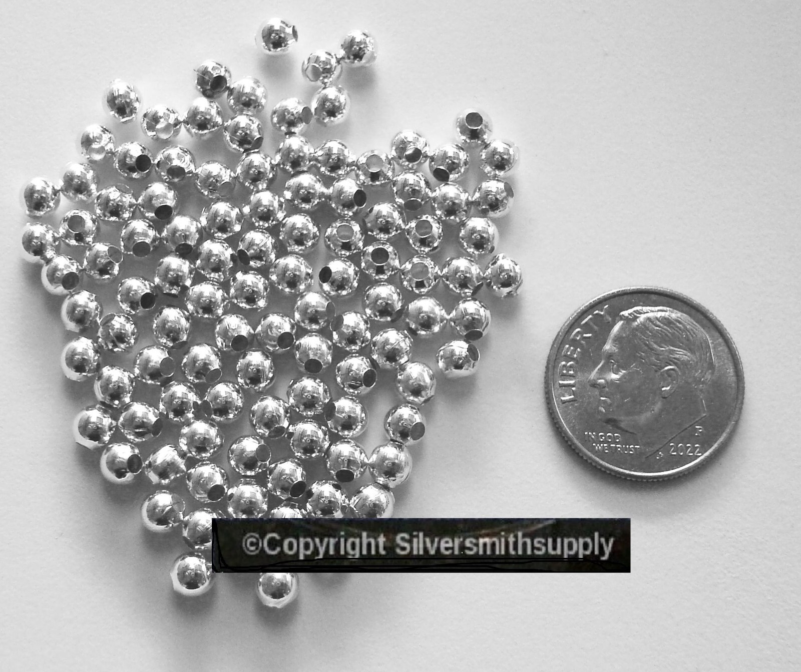 Spacer beads sterling silver plate spacers 4mm round filler beads 100 pcs FPB032