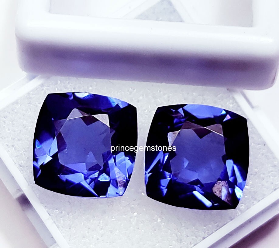Natural Tanzanite Cushion Cut 16 Ct Pair Certified Loose Gemstone P051
