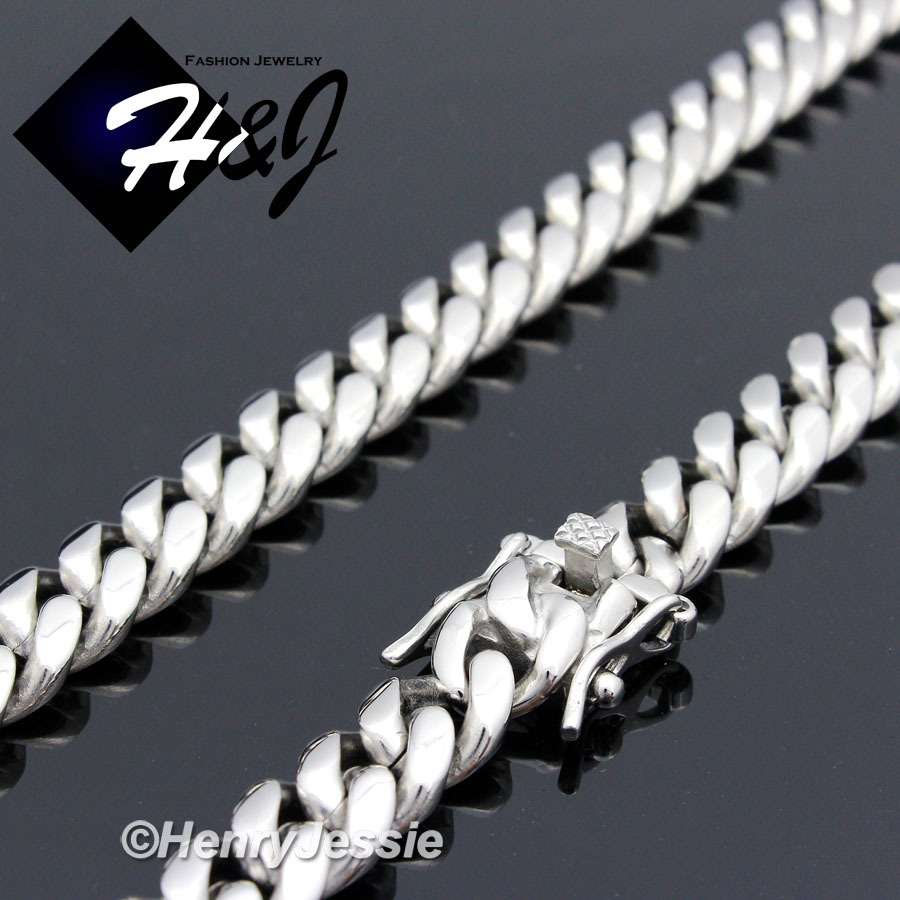 18-40″MEN Stainless Steel 7mm Silver Miami Cuban Curb Link Chain Necklace*N154