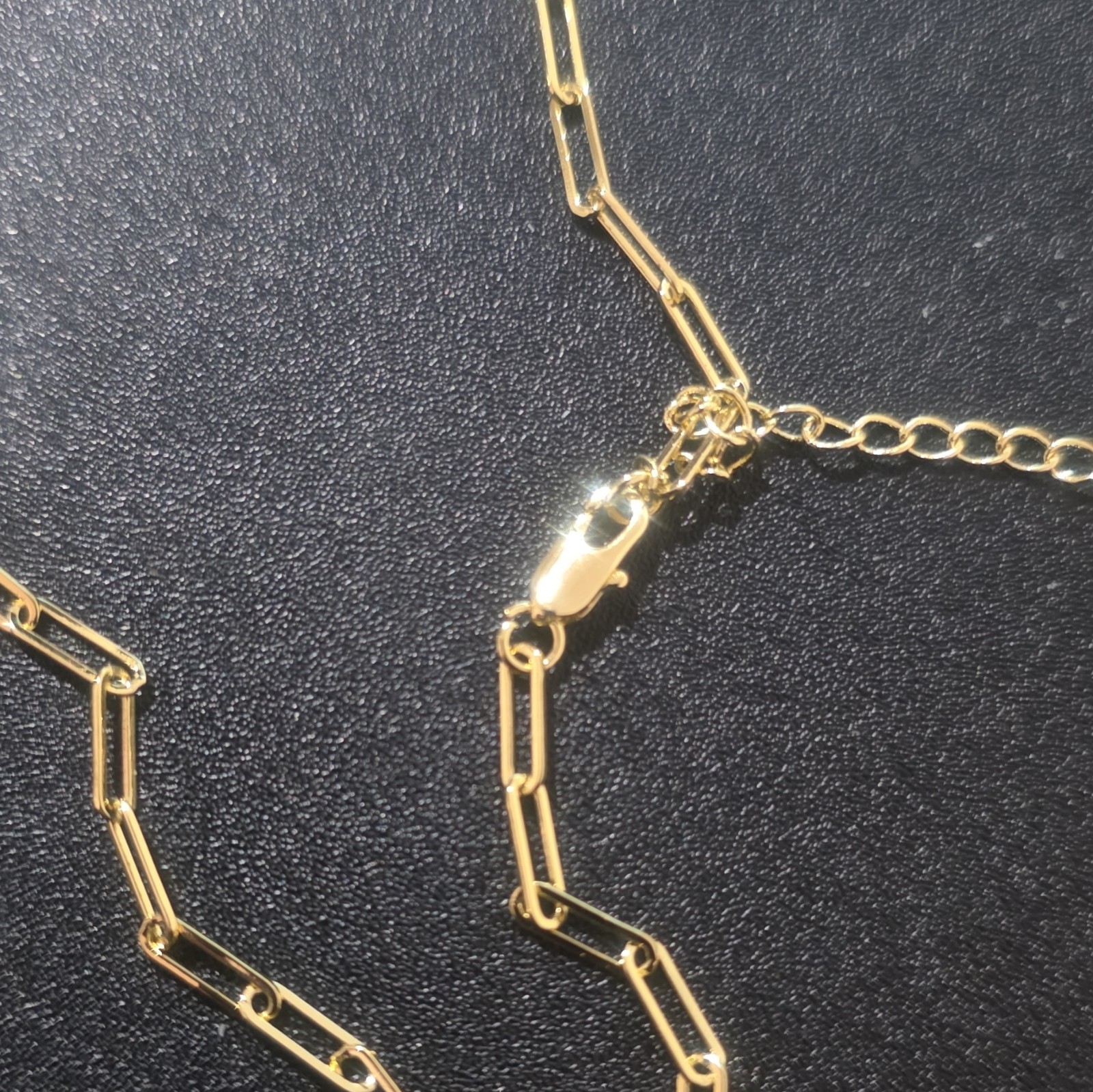 New 18K Gold Filled Paperclip Chain Necklace, Lobster Clasp, Adjustable Extender