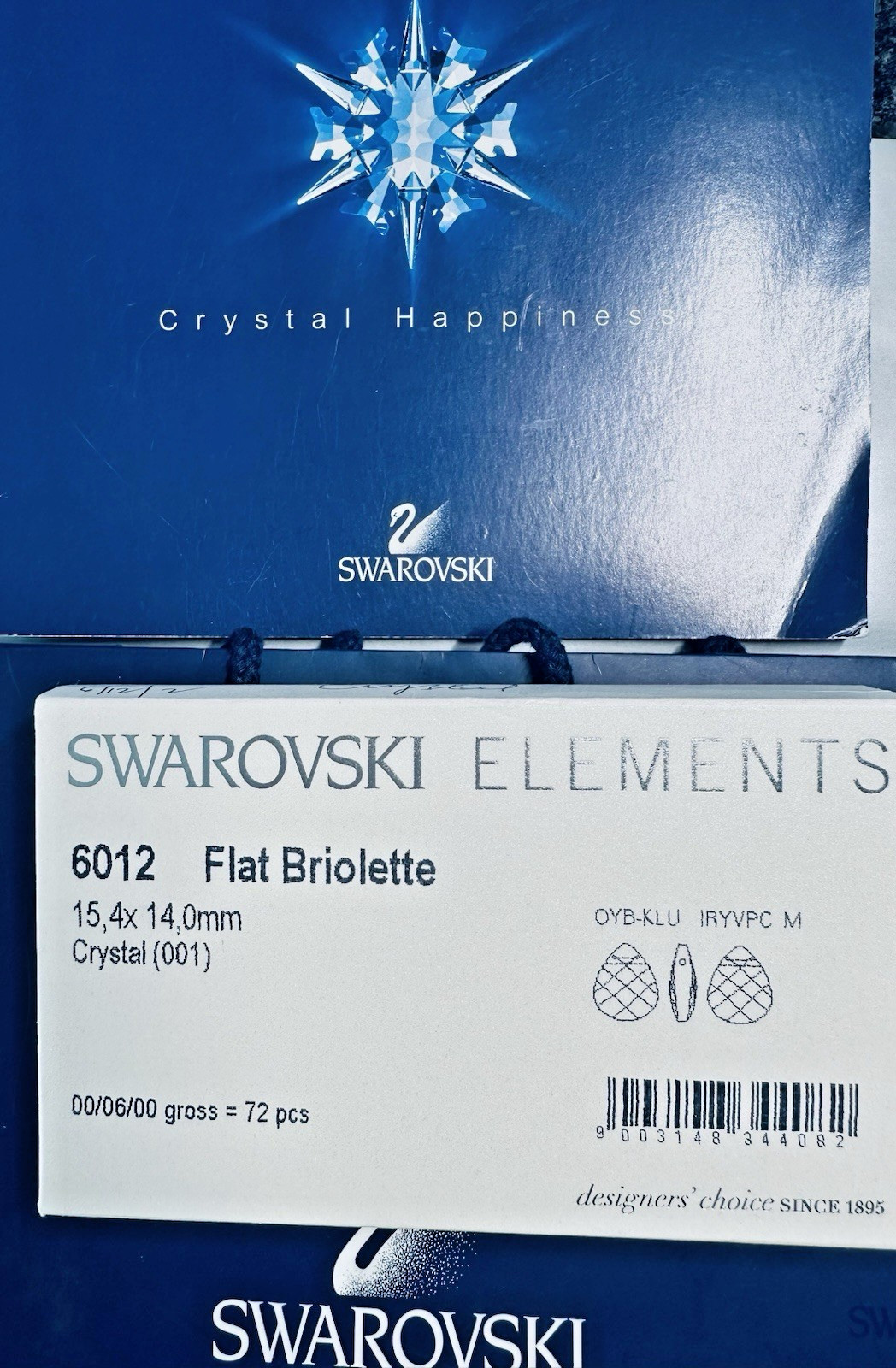 Swarovski FlaBriolette Pendant 6012 15.4x14mm Crystal 72Pack AUSTRIA.
