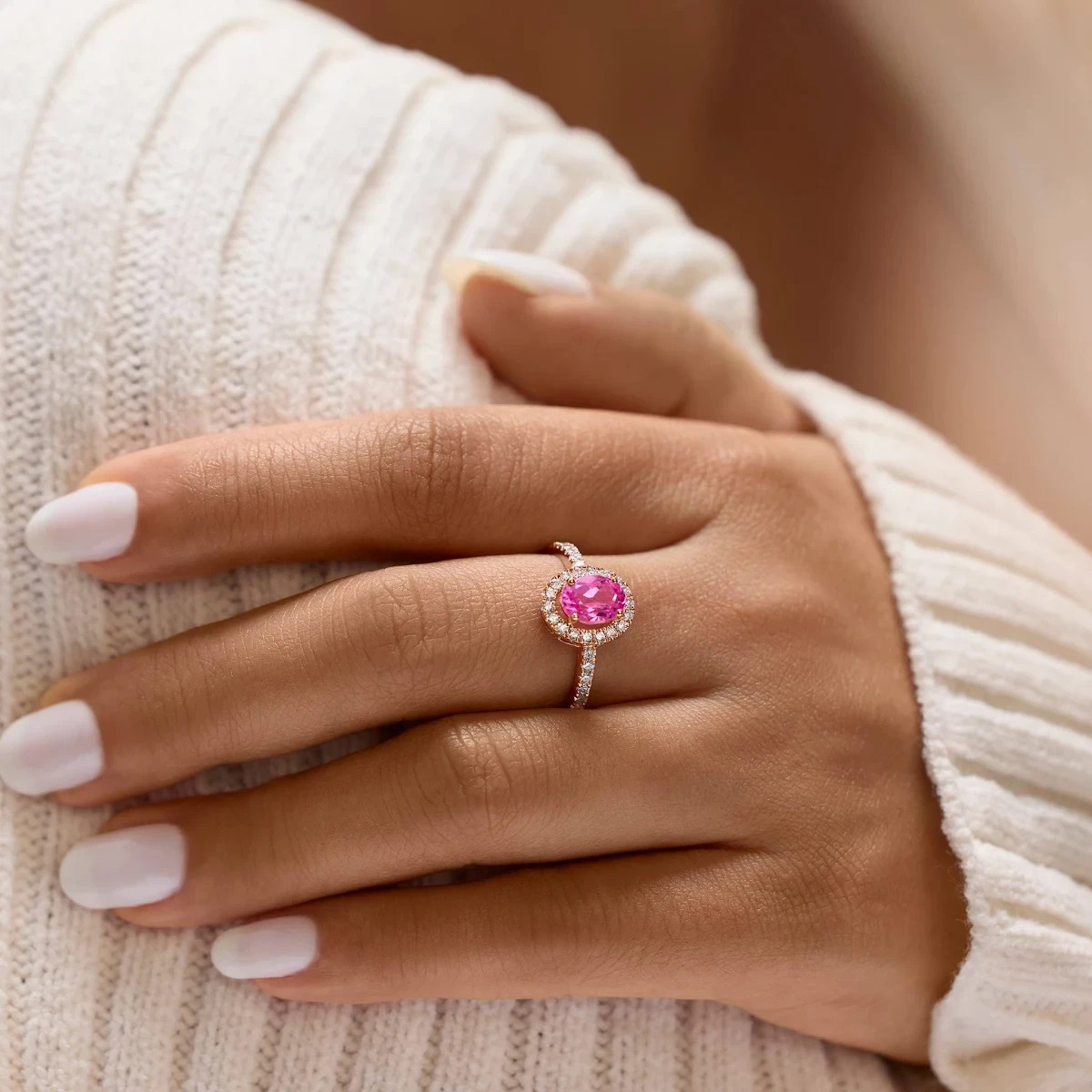 3.20 Ct Pink Sapphire & Diamond Engagement Ring Solid 14K Yellow Gold All 6 7