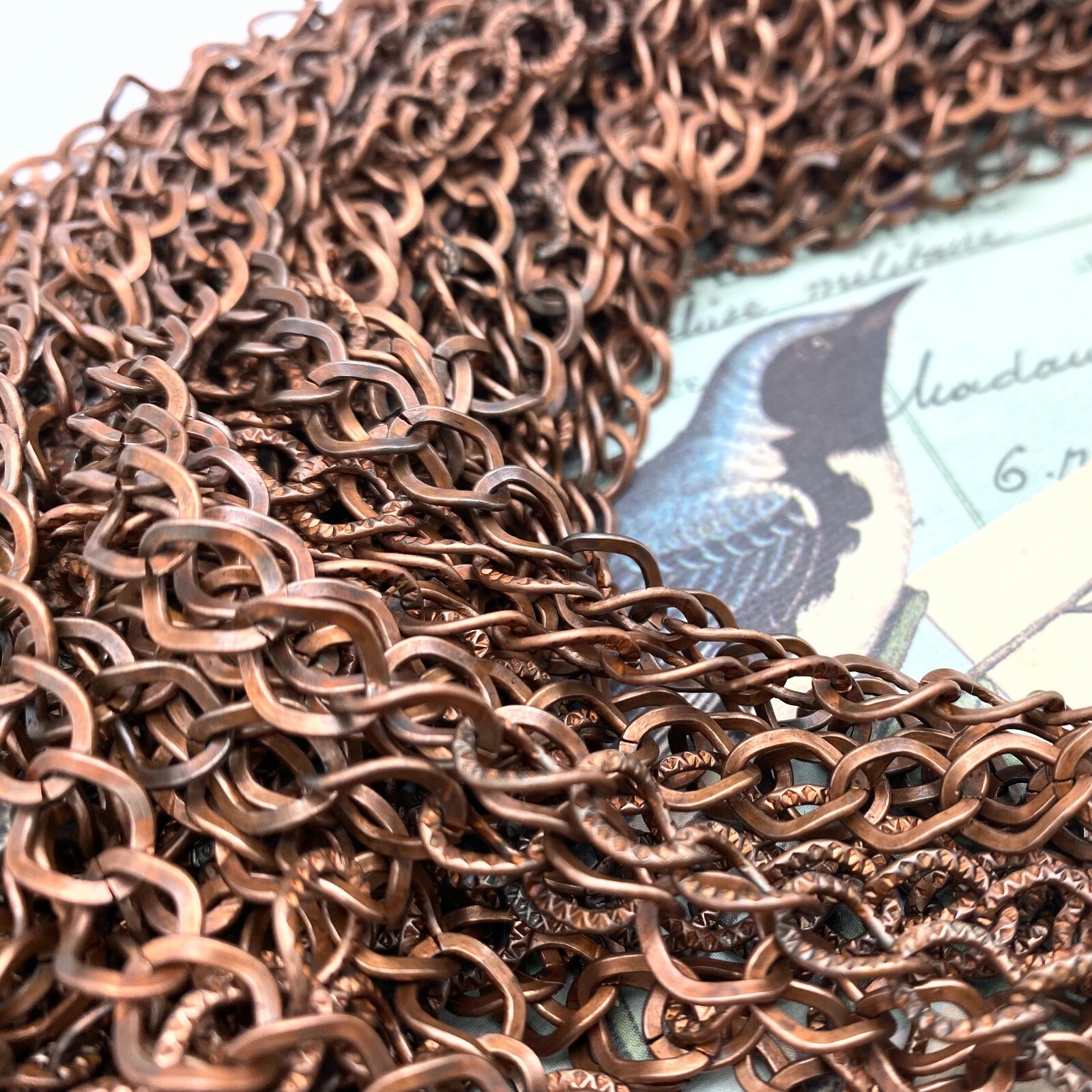 Textured Plated Curb Copper Chain 8×9.5mm (Sold By The Foot) (COPP45)