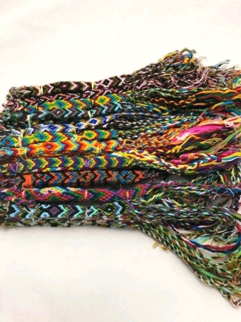 Handmade Guatemalan Artisan Friendship Bracelets Anklet Lot 120 (10 Designs/Lot)
