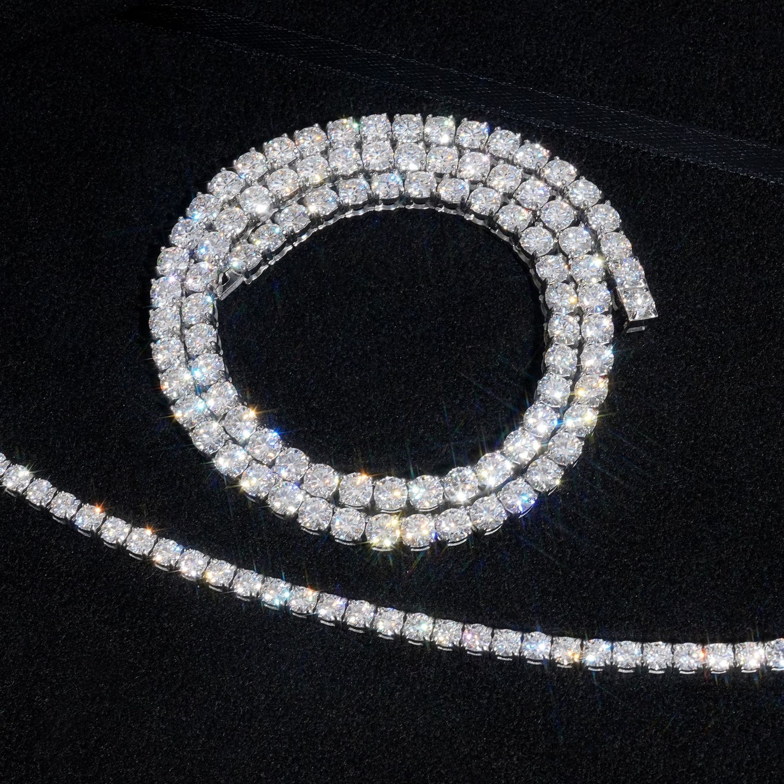 New 3-6mm D Color Moissanite Tennis Chain 316L Stainless Steel Bracelet Necklace
