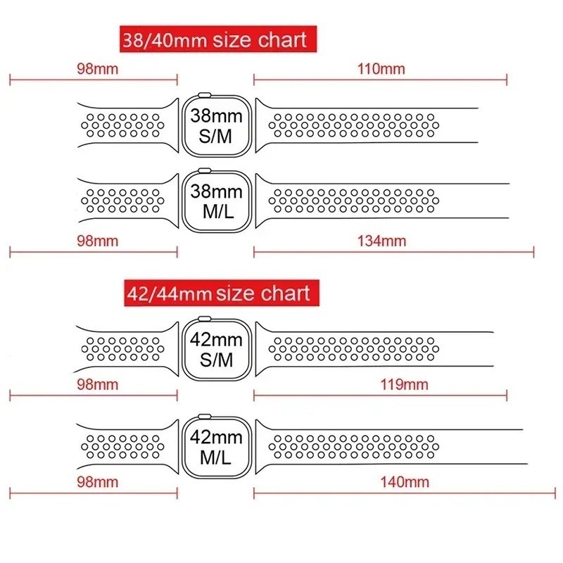 Silicone Sport Strap Band for Apple Watch Series 9 8 7 6 5 4 3 2 1 SE
