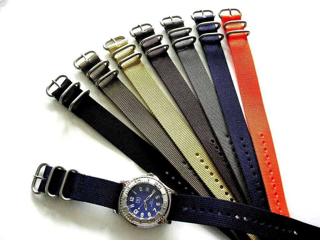 20mm Black Red stitch 1pc NATO G10 UTC nylon watch band strap RAF Bond IW SUISSE