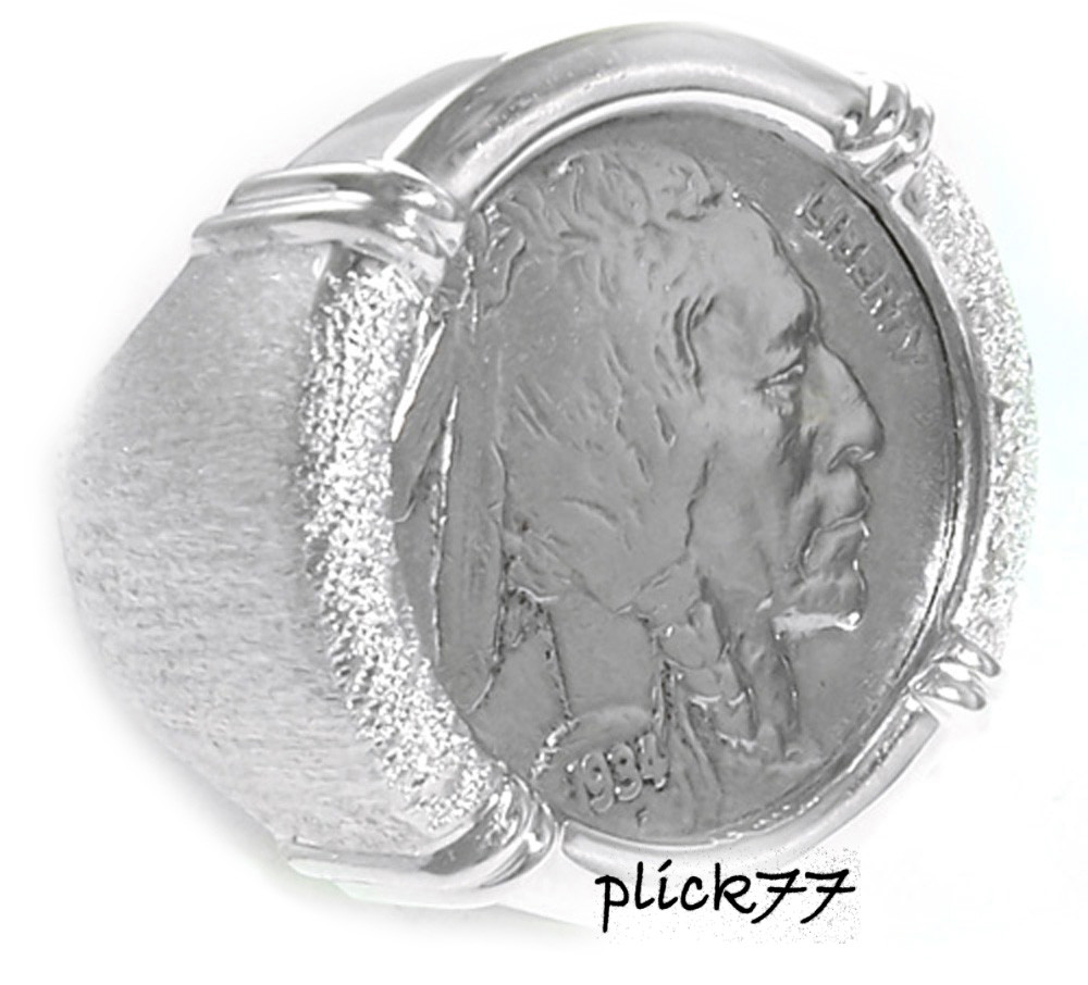 Men’s Brushed Buffalo Nickel Sterling Silver Coin Ring