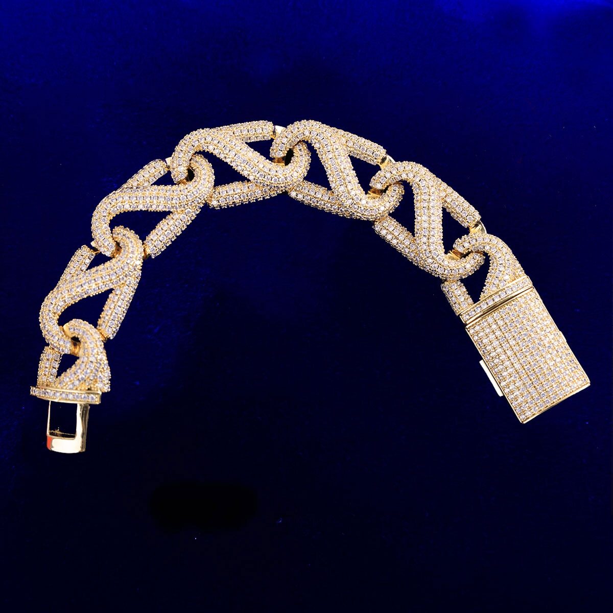 5AAA+ CZ Ice Out Hop Hip Miami Cuban Link Bracelet 24k Real Gold Plated 7-9Inch