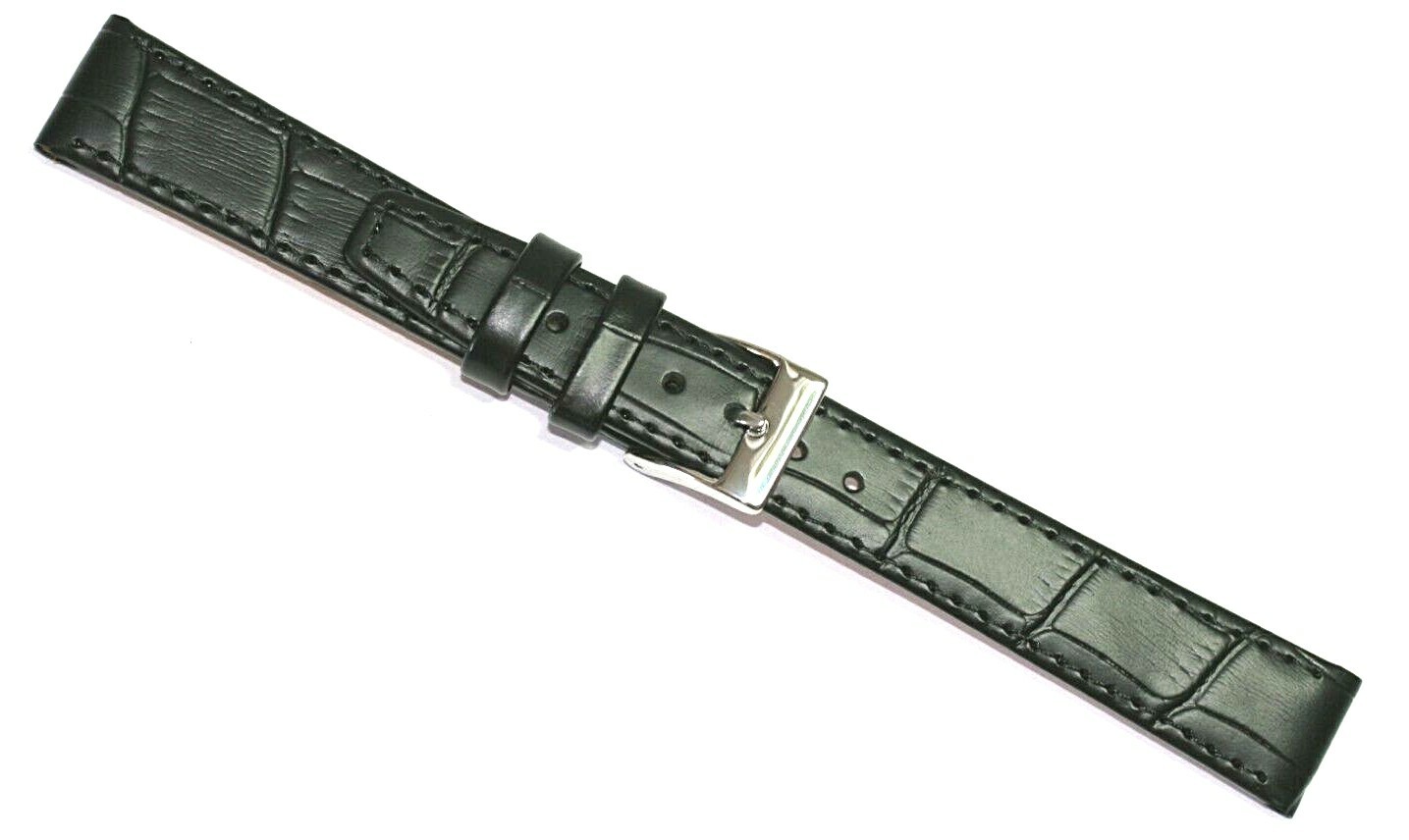 EASY FIT CLIP ON OPEN ENDED LEATHER WATCH STRAP BLACK 12MM to 20MM FREE POST