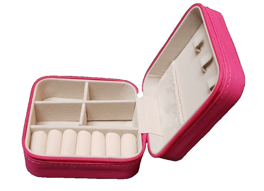 Travel Jewelry Case – Stocking Stuffers for Teen Girls Small – HOT PINK