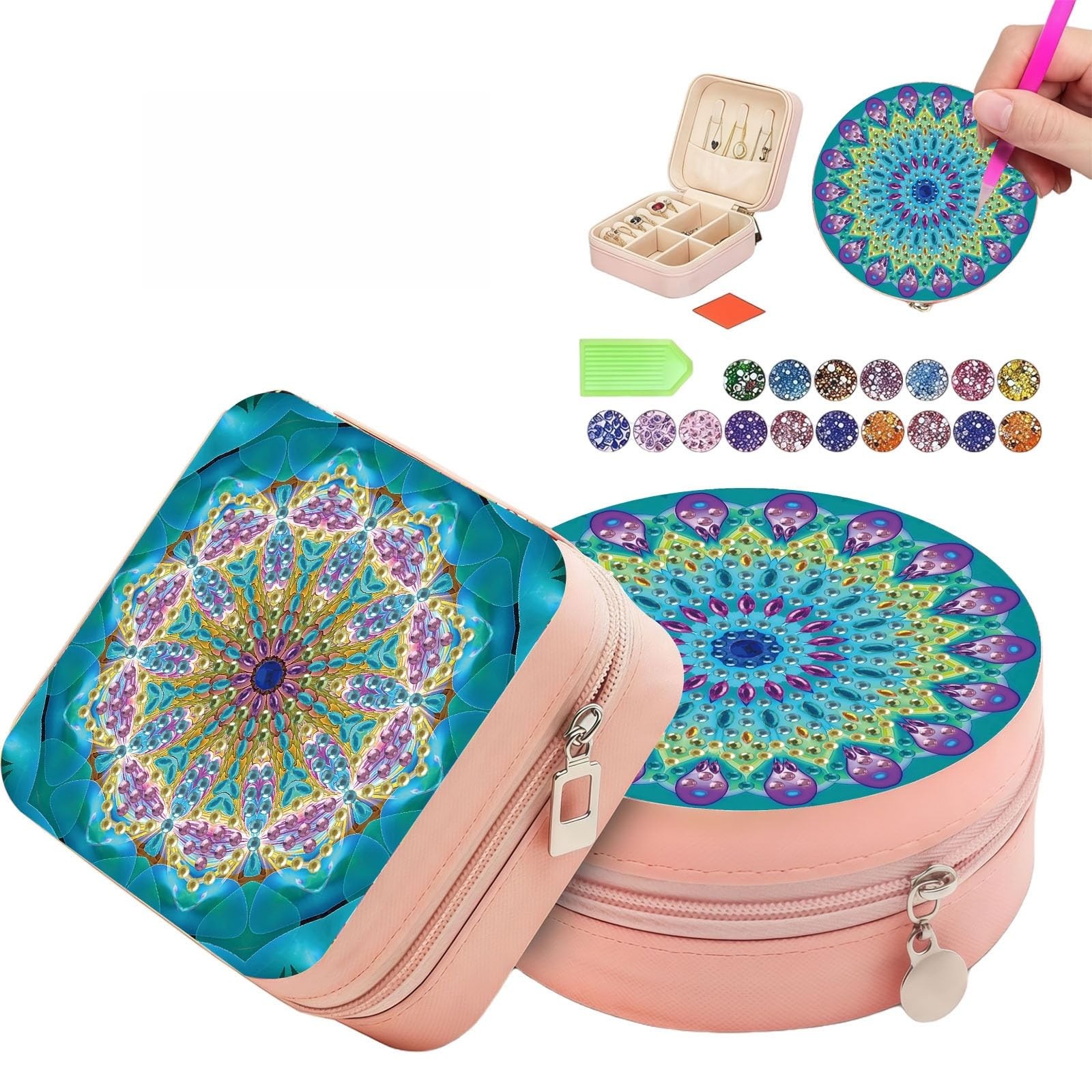 DDGYP 2 Pack Mantra 1 Diamond Art Jewelry Box 3.9×3.9″