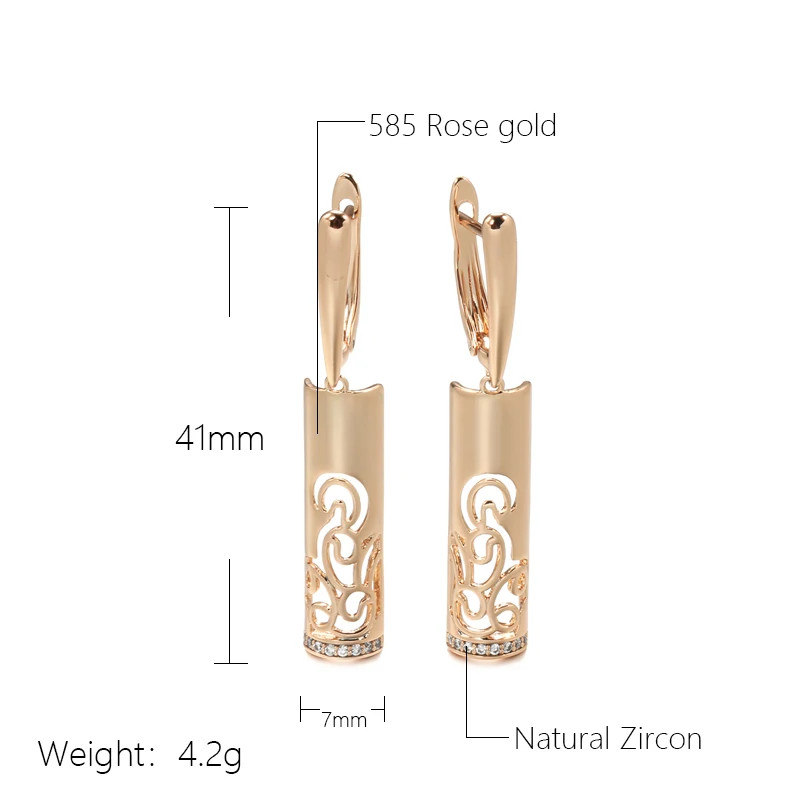 Elegant earrings drop earrings 585 RG rose gold rose gold with zircon very elegant 4.2g