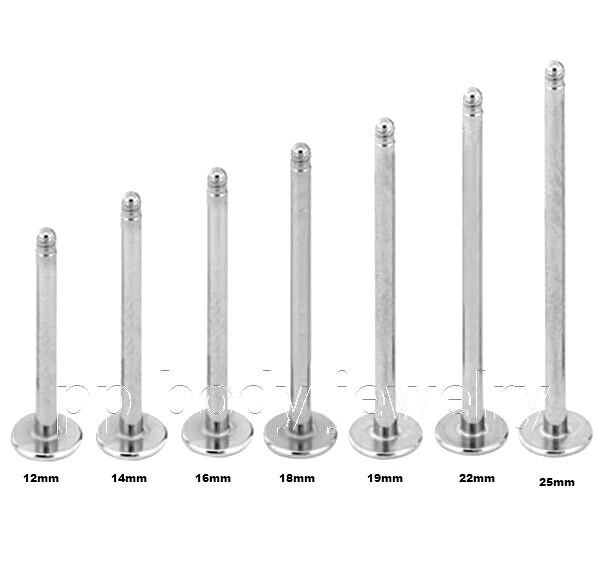 16G 14G 316L Surgical Steel EXTRA LONG SIZES Labret Cheek Piercing Post