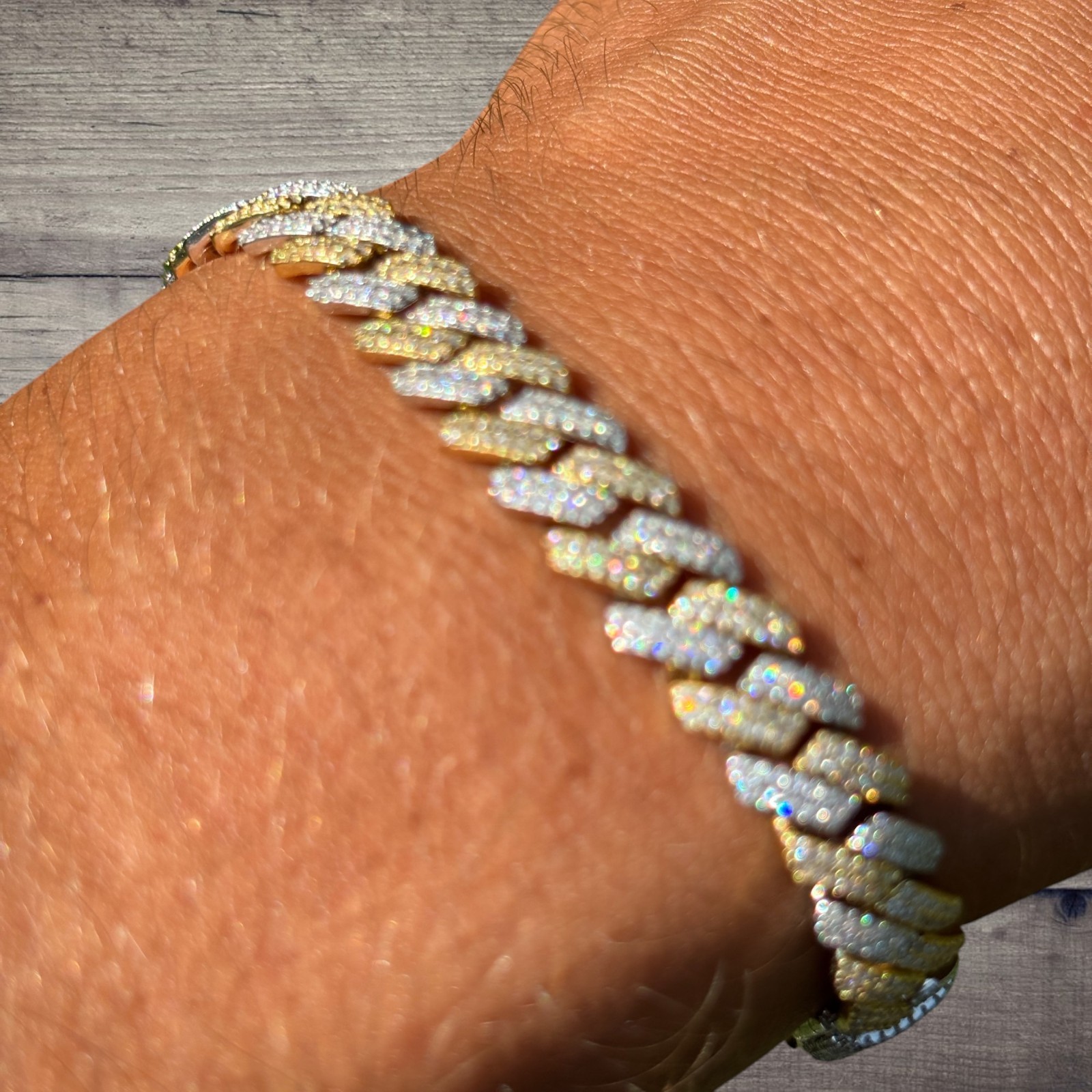 8mm Moissanite Cuban Prong Bracelet – 925 Sterling Silver or 14k Gold/Rose/Black