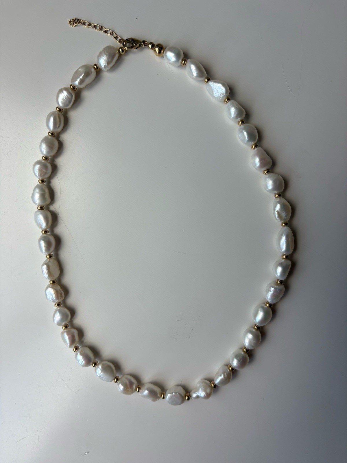 Nialaya Men’s Baroque Freshwater Pearl Necklace 18k Gold Plated 20 Inches Long