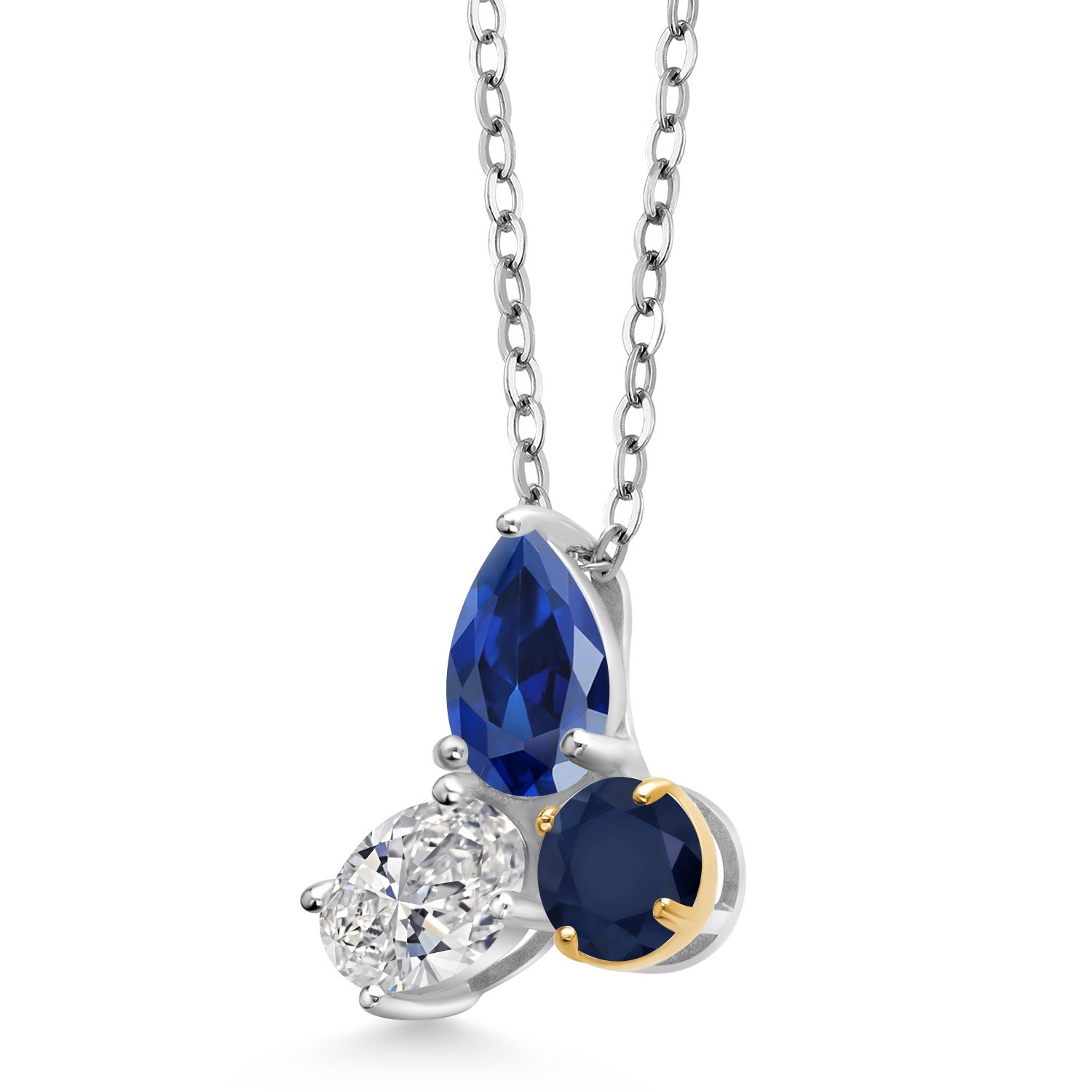 3.30 Ct Created Sapphire Lab Grown Diamond 925 Silver and 10K Yellow Gold