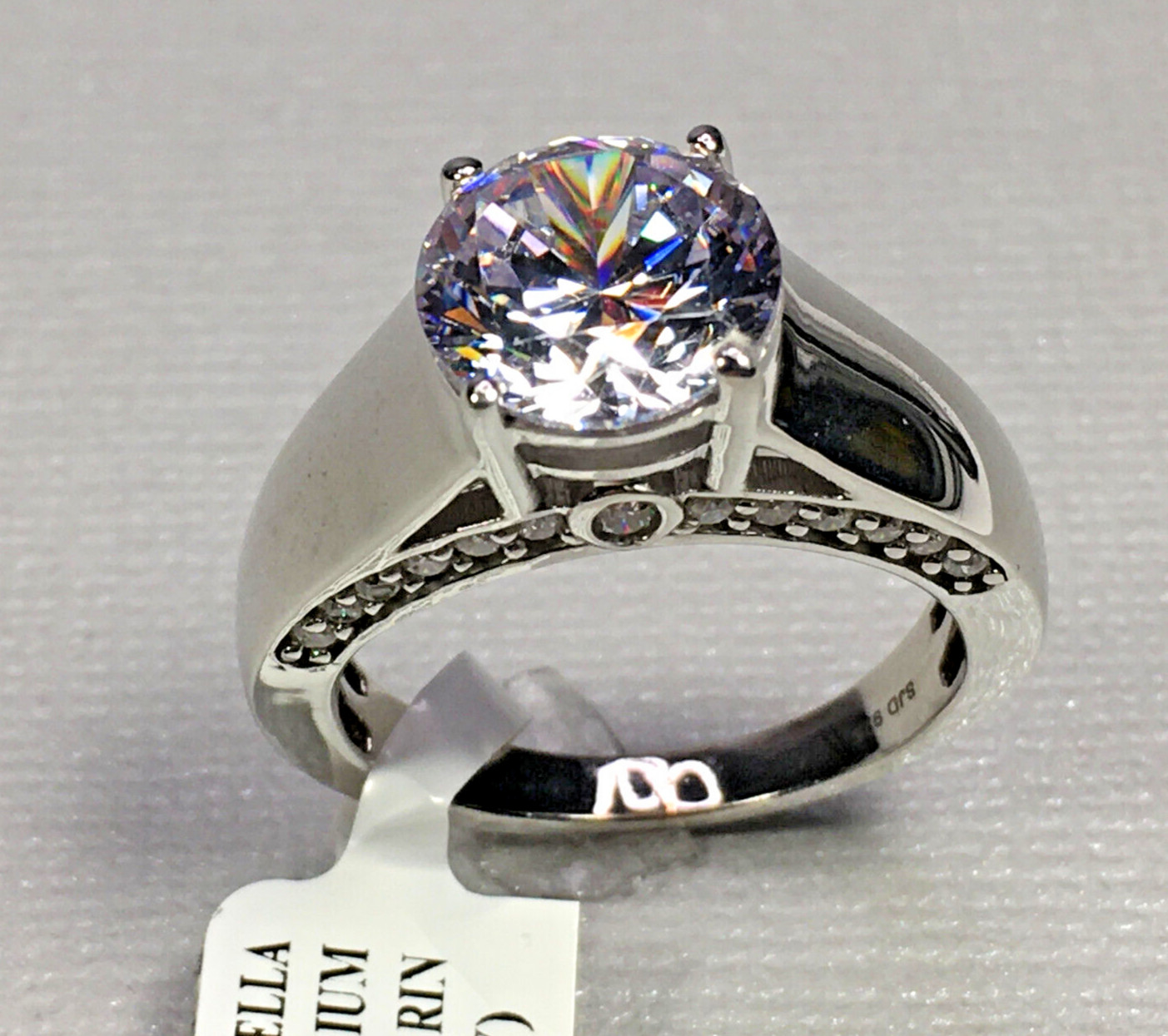 CHARLES WINSTON BELLA LUCE 7.83 CTW ZIRCONIA RHODIUM OVER STERLING RING SIZE 9