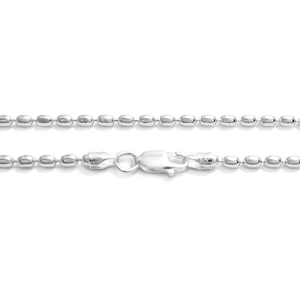 925 Sterling Silver 2mm Oval Rice Bead Chain Necklace or Bracelet 230 Gauge