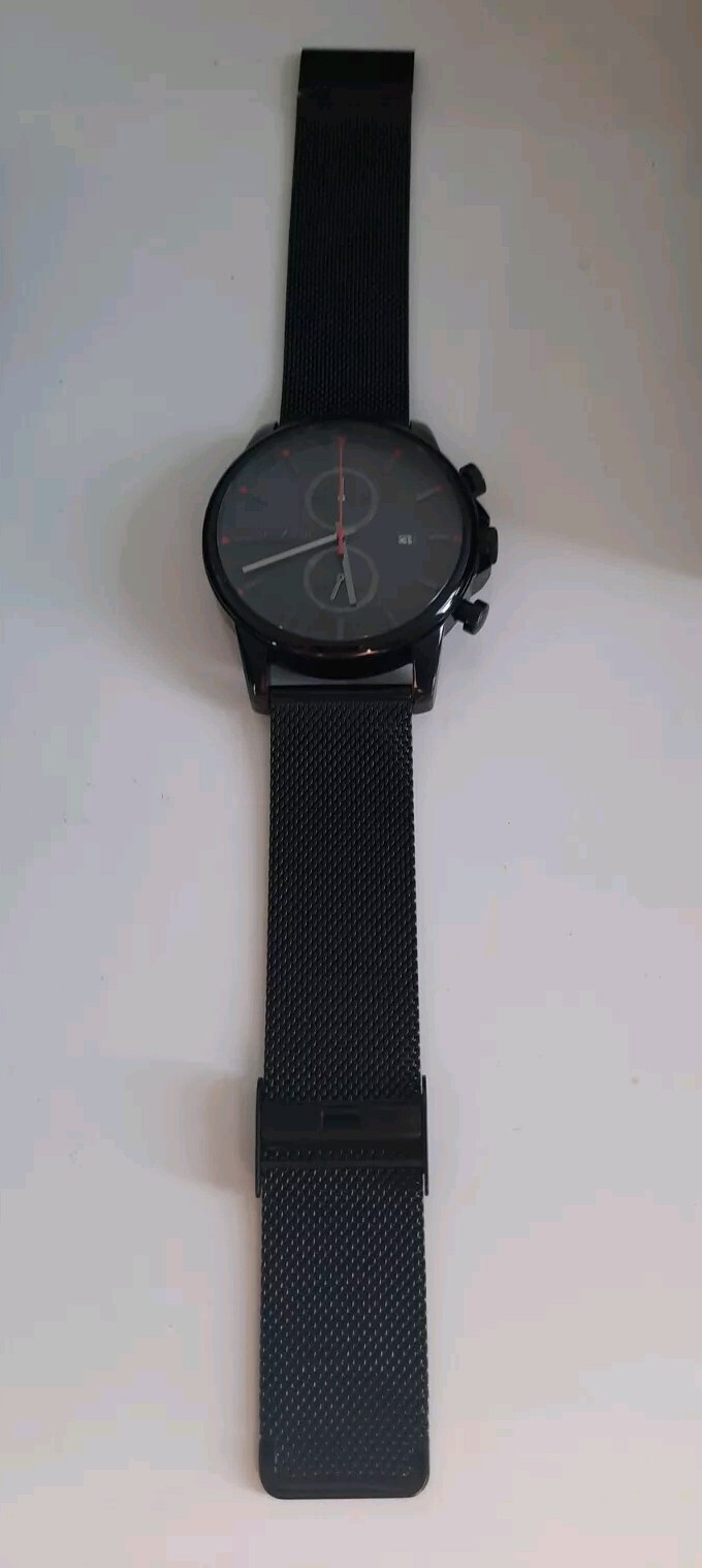 Tayroc Iconic TY338 Black Red 42 mm Chronograph Quartz w Black Mesh