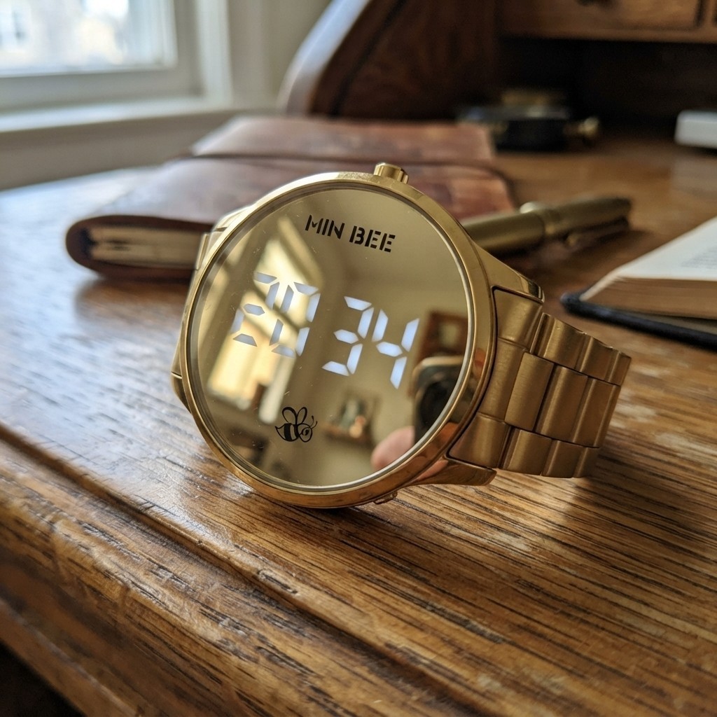 Stylish 40mm Digital Watch – Large Display, Adjustable Stainless Steel Band