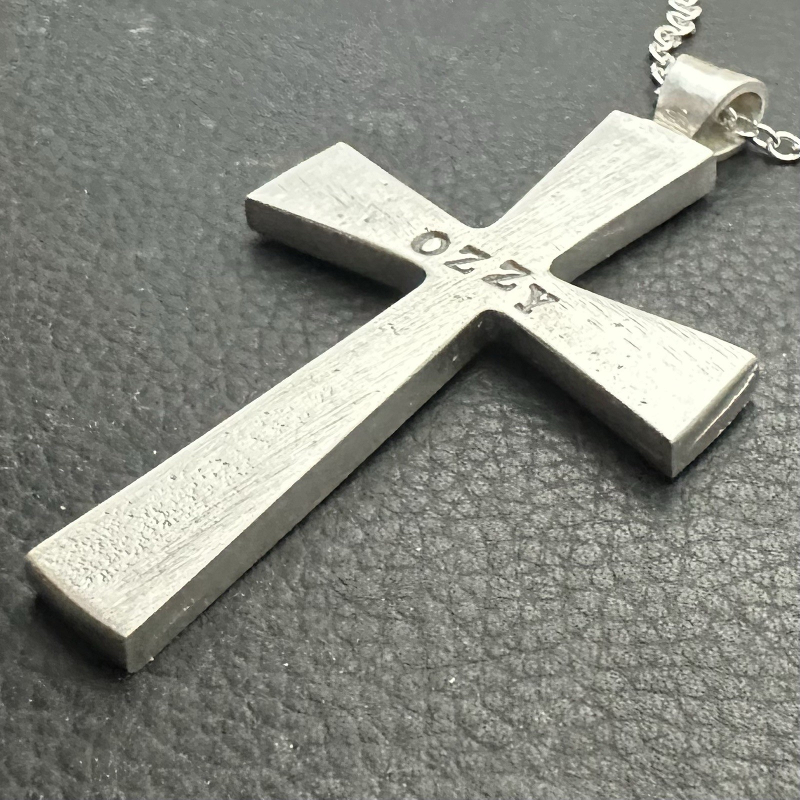 MJG STERLING SILVER. 2.5 x 1.5 ” OZZY BLACK SABBATH CROSS . NO CHAIN. 23 GR.